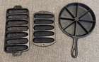 Lot Of 3 Cat Iron Cornbread Pans BSR  Wedge Pan & 2 Lodge corn mold Pans