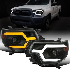 for 2012 2015 Toyota Tacoma LED Projector Headlights Assembly Black Smoke