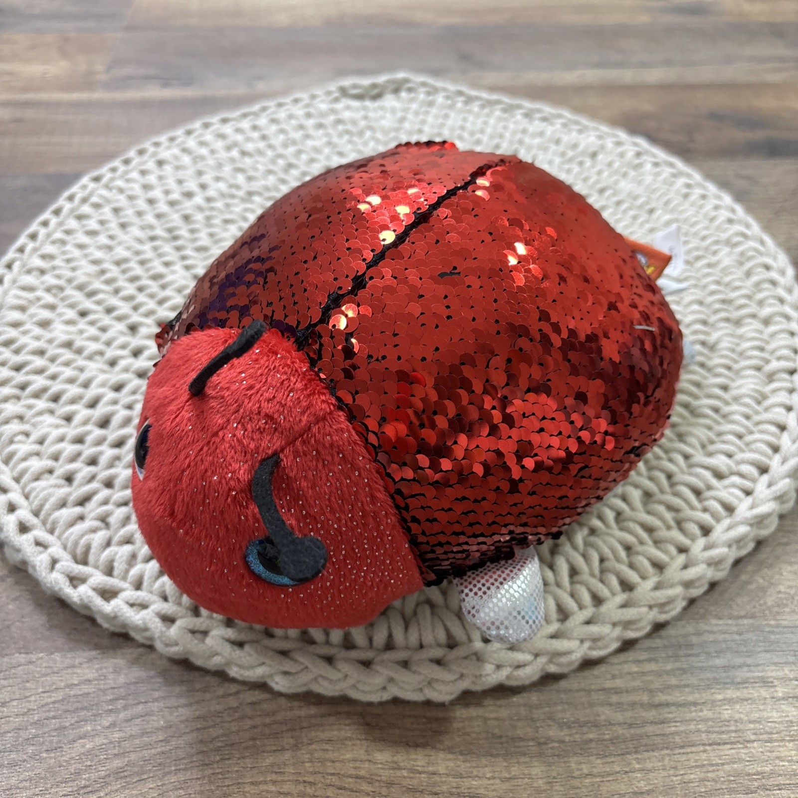 Adventure Planet Red Sequin Lady Bug Plush 8” Flippable Sequins