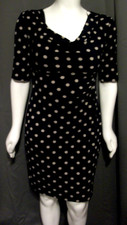 Size 14 Connected black, tan polka dot elbow sleeve draped neck Dress info Below