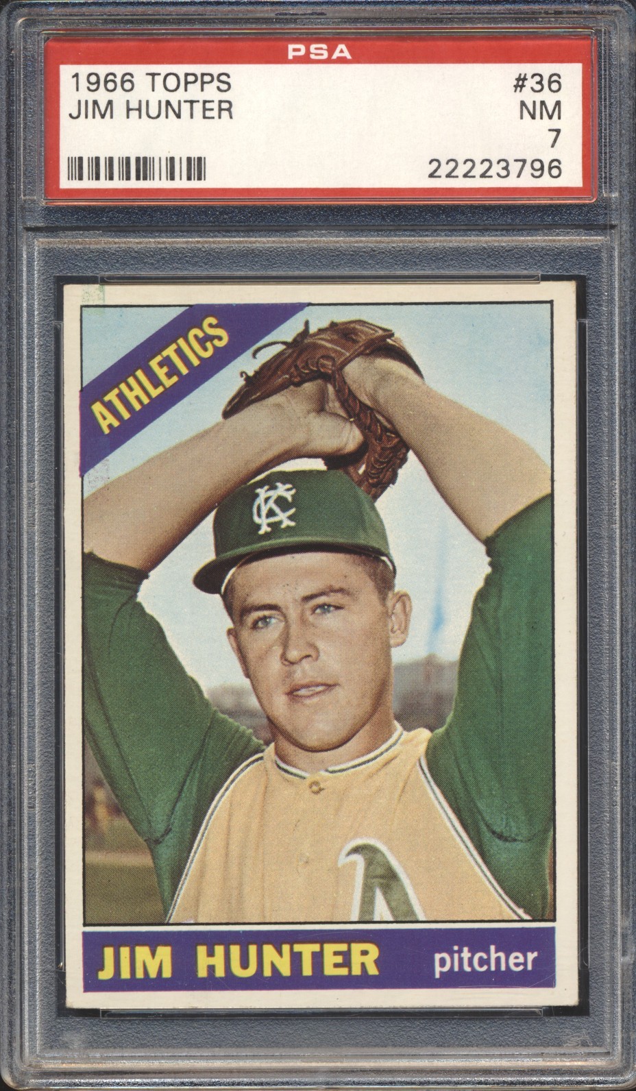 1966 Topps Baseball Jim Catfish Hunter #36 PSA 7 ATHLETICS NM HOF