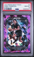 PSA 10 23-24 Panini Draft Purple Ice Prizm #4 Amen Thompson  RC  /149 Pop /7!