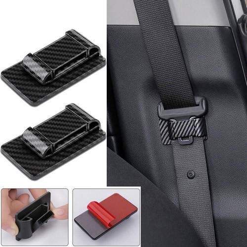 2pcs Black Car Interior Decor Seat Belt Stabilizer Limiter Tool Auto Accessories - Picture 9 of 15