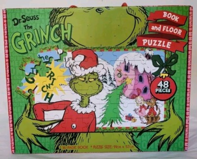 Dr Seuss The Grinch Christmas colouring book and 48 pc floor puzzle
