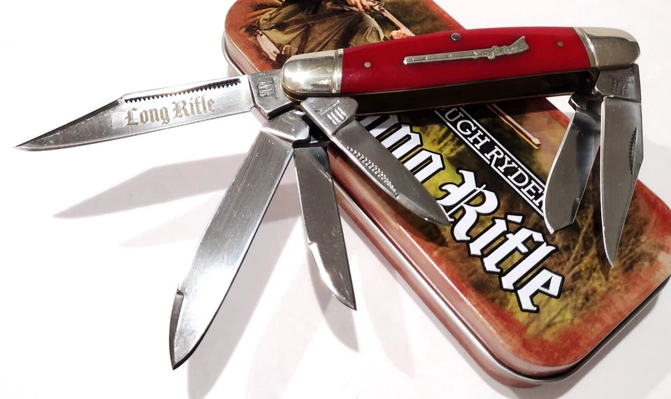 Rough Rider Red Bone Handle 6 Blade Stockman Camping Folding Pocket Knife EDC - Image 4 of 4