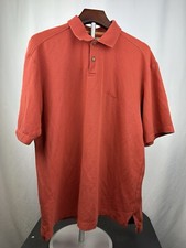 Tommy Bahama Men s Orange Pima Cotton Classic Polo Shirt Size Large Comfy