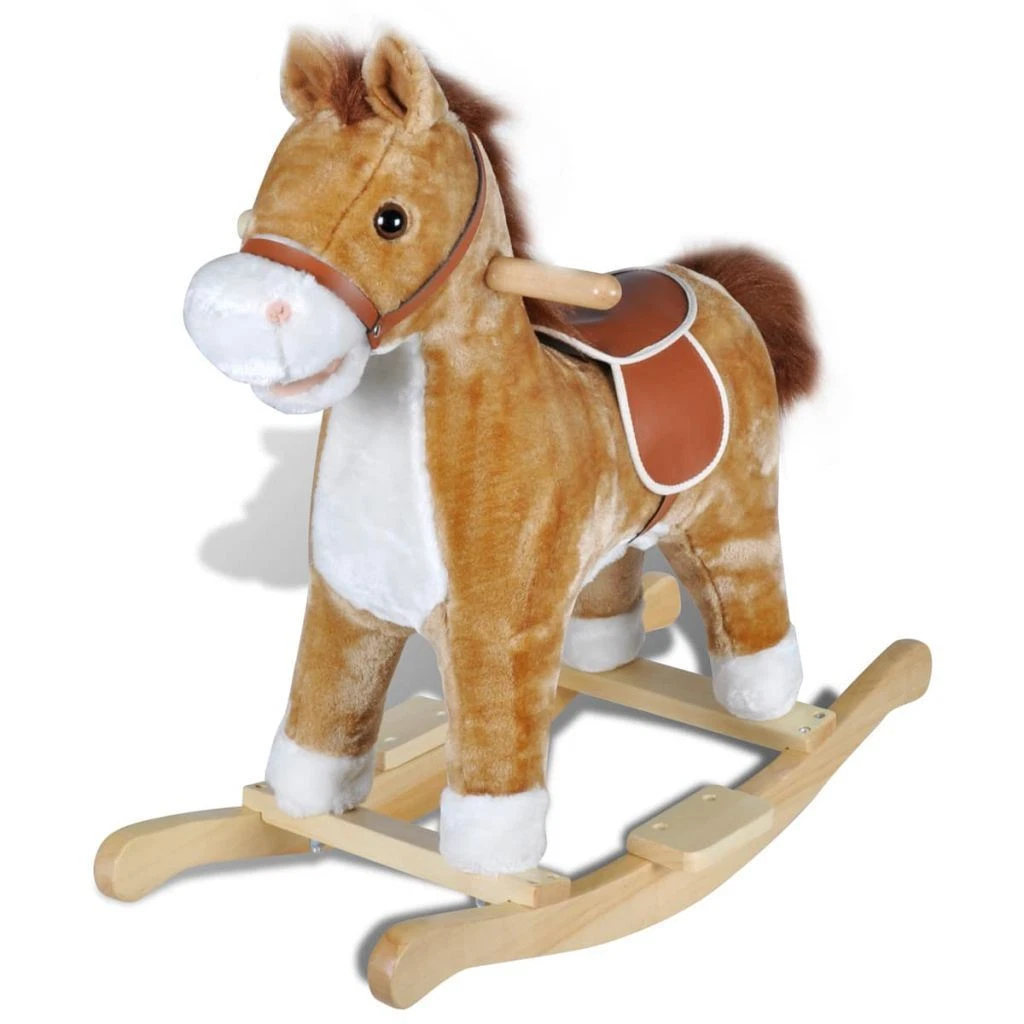 Kids Rocking Horse Baby Toddler Rocker Plush Pony Padded Seat Toy