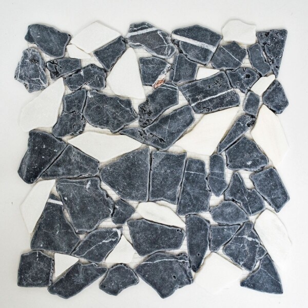 Mosaik Fliese Marmor Naturstein Weiß Schwarz Bruch Ciot Nero Bianco Mos44-0204_F-image