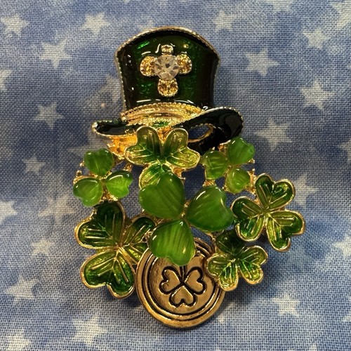 ‘Luck Of The Irish’ Leprechaun Hat Shamrock Brooch - Ideal For St. Patrick’s Day