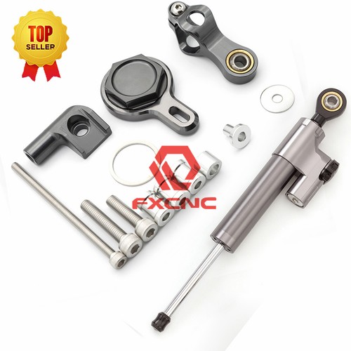 Gray Steering Damper Stabilizer w/Mounting Kit For Yamaha YZF R1 1998-2000 2001 - Picture 1 of 21