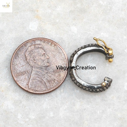 ¡Venta! Broche de búsqueda de diamantes pavimentados naturales oro 14k hecho a mano plata sólida 925 - Imagen 4 de 5
