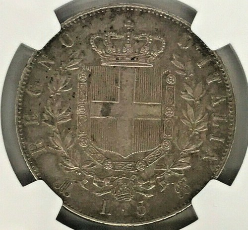 ITALY 1875 M BN 5 LIRA IN EXCELLENT CONDITION , aUNCIRCULATED ..NGC ERROR - Picture 4 of 4