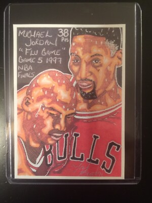 Michael Jordan Flu Game Scottie Pippen Sketch Card STICKER
