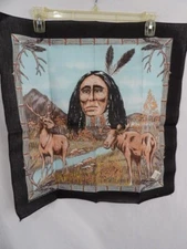 Vintage Native American Novelty Bandana USA Made Native with Moose