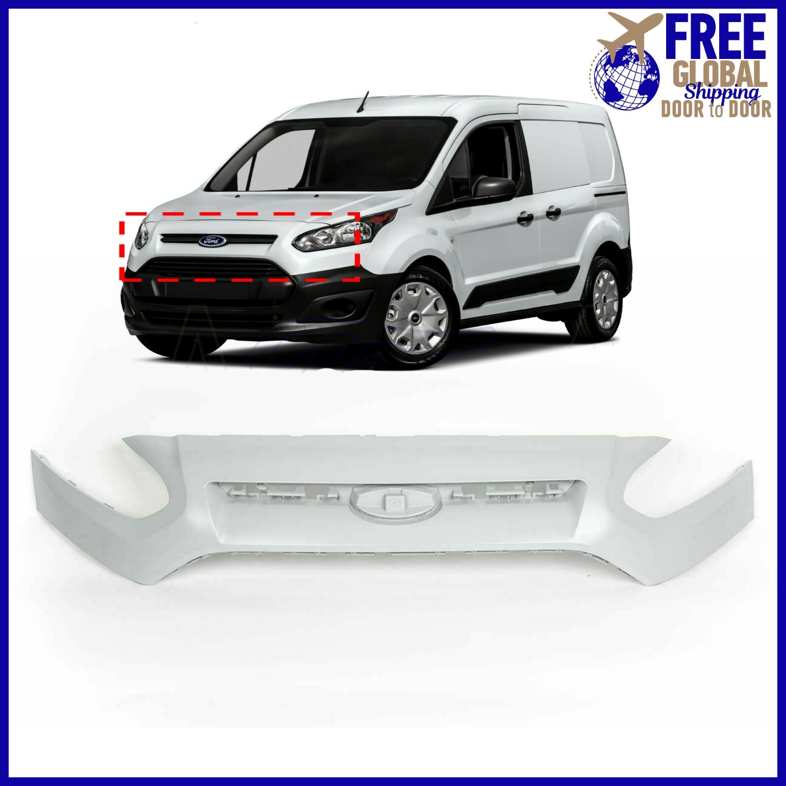 2014-2018 FORD TRANSIT CONNECT FRONT UPPER BUMPER COVER PRIMED OE NEW ...