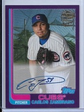 2021 TOPPS ARCHIVES PURPLE CARLOS ZAMBRANO AUTO SIGNED #D89/150 CHICAGO CUBS