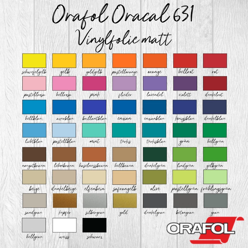 (11,91€/m²)Vinylfolie Plotterfolie Oracal 631 2xDIN A4 (21x30cm)