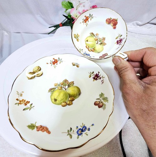 VTg Hammersley & Co Cup & Saucer Berry Fruit Flowers Porcelain England- A10 - Picture 2 of 9