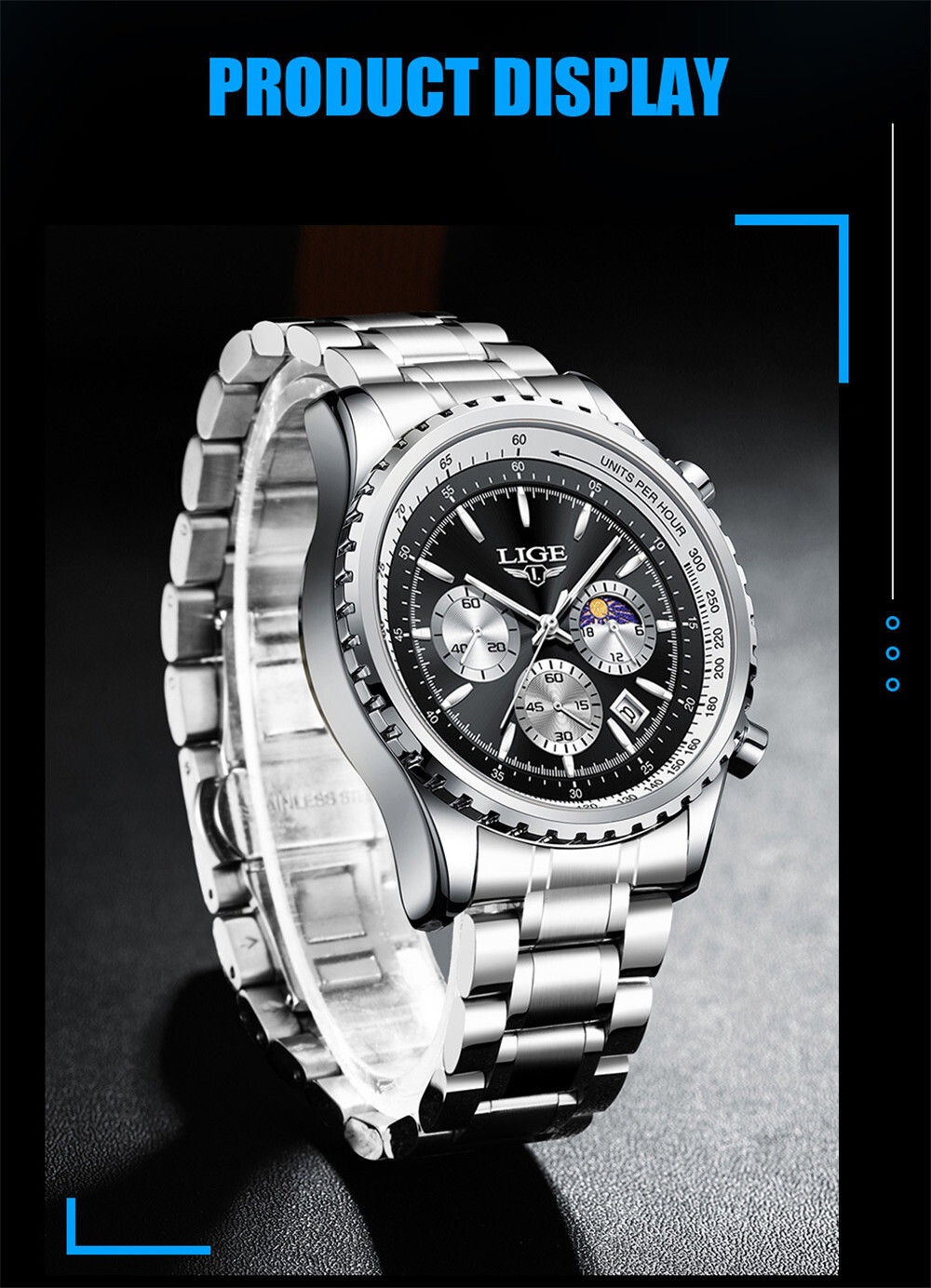 Lige Men's Multifunction Chronograph Watch - 30M Waterproof