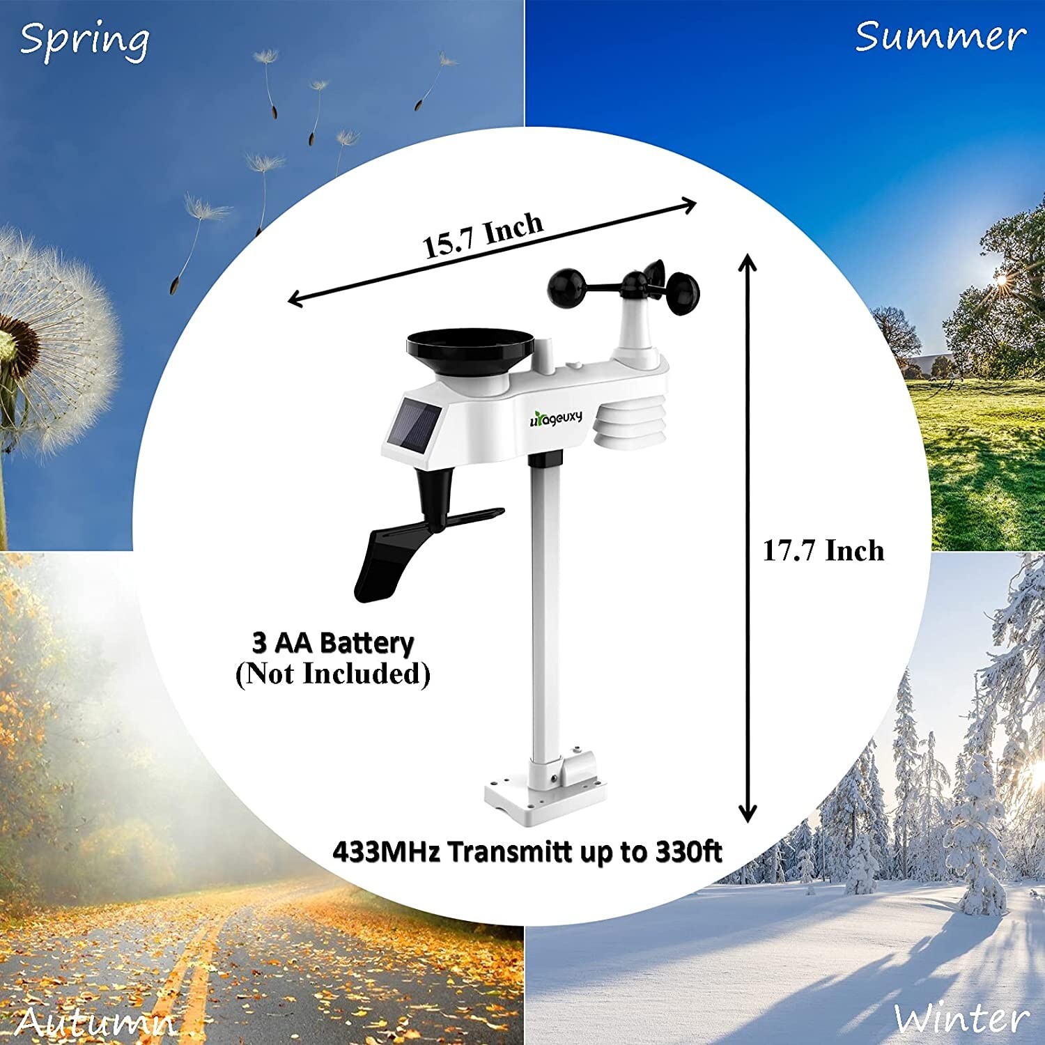 Urageuxy Wireless Wi-fi Weather Station with 10" Big Color LCD Display - OpenBox