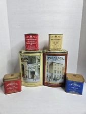 Vintage Twinings Tea Tin Box Lot Bank Shop Earl Grey English Breakfast Decor