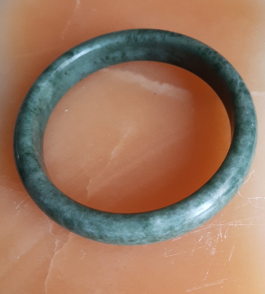 2 Braclets Bangles Spinach Green Stone Burmese Ja… - image 13