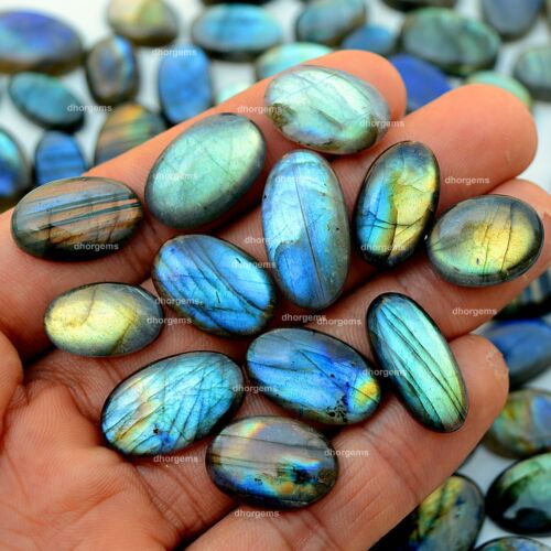 Lotto pietre preziose cabochon 1/2 kg taglia gratuita forma ovale labradorite 8-15 mm 270+pz - Foto 4 di 14