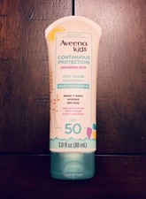 AVEENO KIDS Continuous Protection Sensitive Skin Lotion Zinc Oxide Sunscreen 3oz