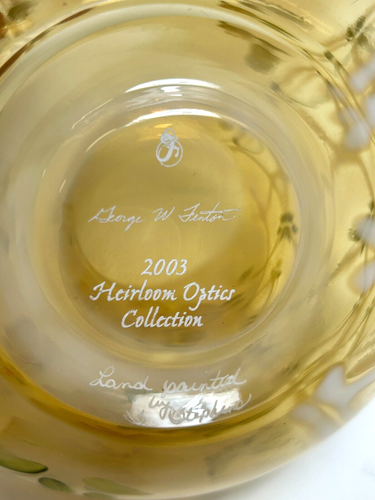 Fenton 2003 Heirloom Optics Collection Rose Bowl amarillo dorado - Imagen 14 de 16