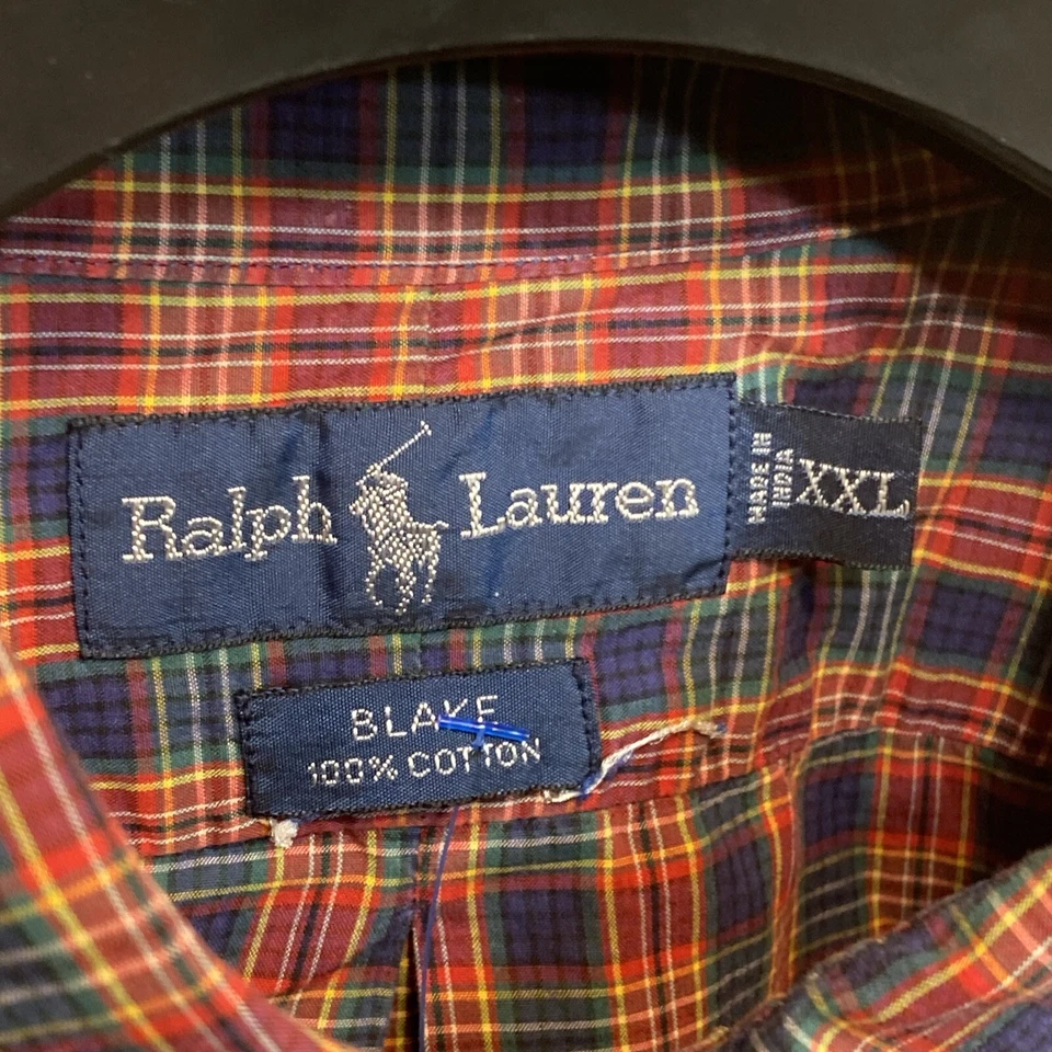 Camisa Ralph Lauren Blake Para Hombre Roja Azul Cuadros Manga Larga Algodón XXL Ligera Foto 2 de 4