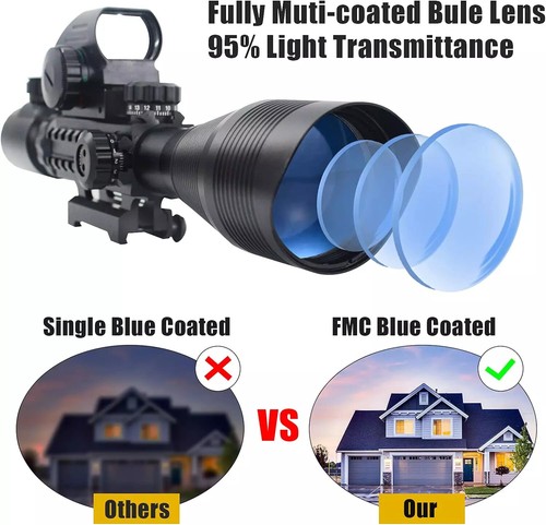4-12X50 EG Rifle Scope with Holographic 4 Reticle Sight & Red Laser NEW - Picture 3 of 19