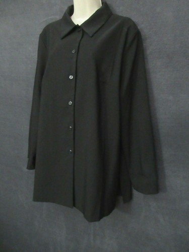 70's Vintage Jonathan Logan Black Smooth Ribbed Disco Mod Long Button Up Top L - Picture 2 of 11
