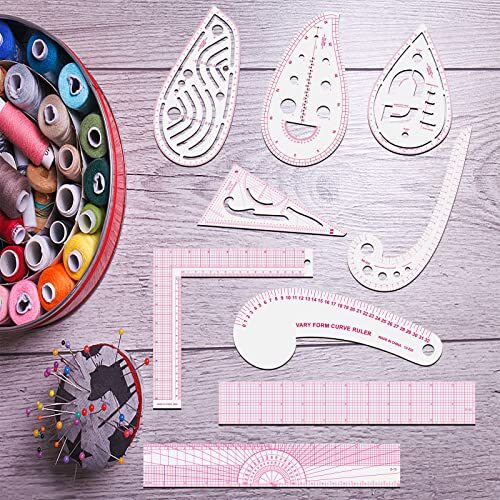 Long Pattern Making Rulers Pattern Making Tools 9-Piece Clear Metric Sewing Ruler Set - Rulers For ...