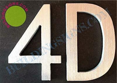 Apartment Number 4d Sign (Brush Silver,, Rust Free, 2.75 inch)....--REF24-1027