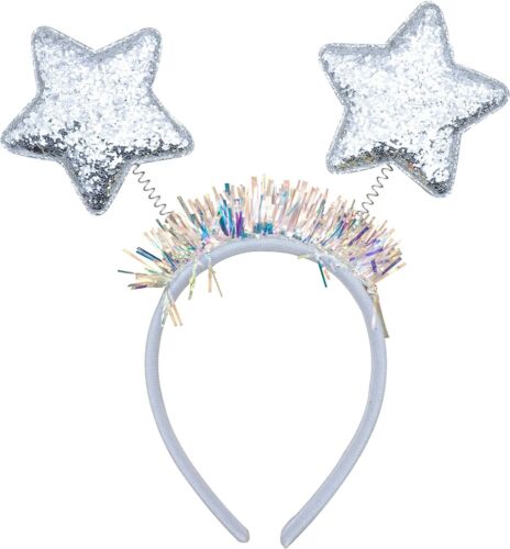 Kids Gils Christmas Sparkly Star Headband with Tinsel Xmas Gift Hairs Essential - Picture 1 of 9