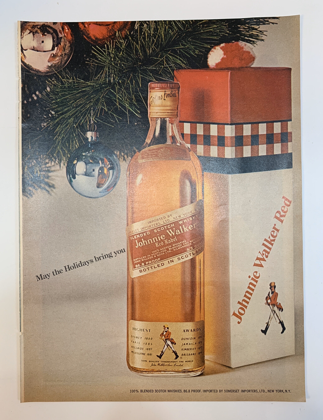 1972 Johnnie Walker Red Label Scotch Whisky Print Ad May The Holidays Bring You