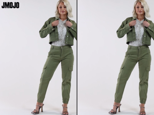 Chaqueta de mezclilla para mujer verde oliva para damas chaquetas de carga elásticas talla 6-16 - Vídeo 1 de 1