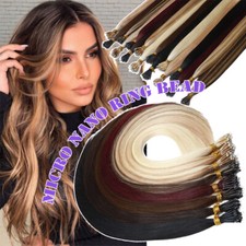 NANO TIPS/RING BEADS Remy Russian 100 Human Hair Extensions THICK Weft 1g/s