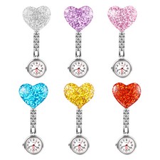 6 PACK Heart Nurse Lapel Pin Watch Hanging Medical Doctor Pocket Watch Quartz
