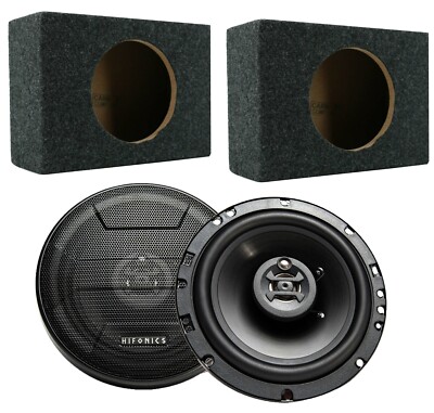 Hifonics ZS653 6.5'' 600W 3 Way Car Speaker +  6.5'' Carpet Texture Speaker Box