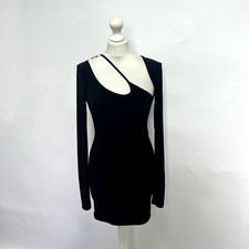 Urban Outfitters Wavey Slinky Assymetrical Bodycon Dress. Black. UK 12.