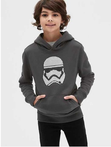 NEW BOY'S XS M L XL GAP KIDS STAR WARS STORMTROOPER HOODIE FLIP SEQUINS - Picture 7 of 10