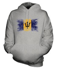 BARBADOS DISTRESSED FLAG UNISEX HOODIE TOP BARBADIAN FOOTBALL BAJAN TRIKOT