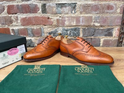 Crockett & Jones Mens Shoes Brogues tan calf UK 7.5 F US 8.5 EU