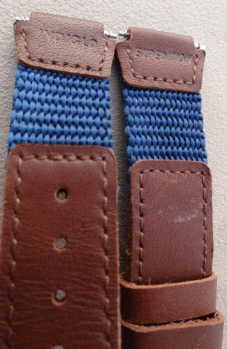 New Womens Small 14mm Nylon Timex Blue Brown Timex Expedition Watch Band - Picture 3 of 5