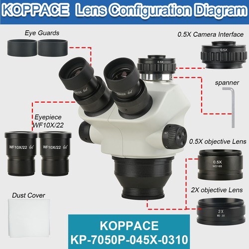 3.5X-100X Triocular StereoMicroscope Lens Contains 0.5X n 2X Auxiliary Objective - Picture 8 of 9