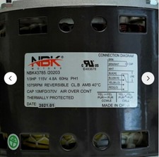 Motor for Carrier HB41TQ113 Goodman B1340021 HVAC 1/3HP 115V 1075 RPM Flex Mount