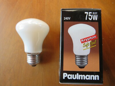 NEU PAULMANN KRYPTON 433.70 SUPERLUX 75W E27 SOFT WHITE OPAL PILZFORM DIMMBAR!!