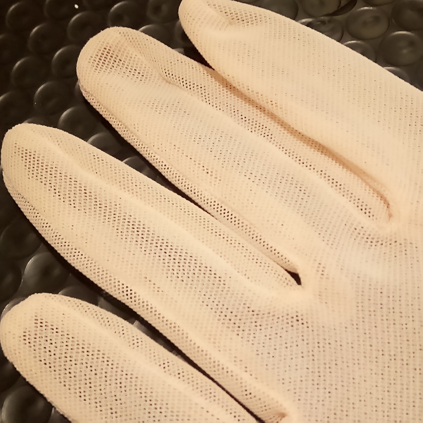 Antique/Vintage Ladies Pink Mesh Evening Gloves With … Gem