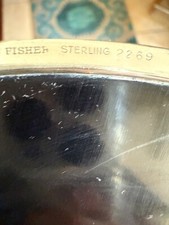 Sterling Silver rim Ebonite Fisher Silversmiths serving tray  1960s MCM $1,043
